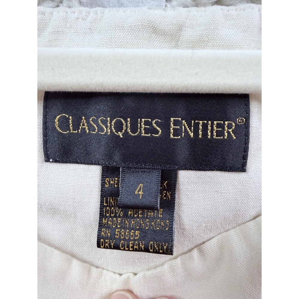 Classiques Entier Shell Top Women Size 4 Cream Silk‎ Linen Blend Side Zip Blouse